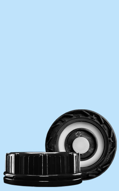 Tapa Rosca 53 mm Arandela con Liner espumado, válvula de ventilación sencilla y cintillo de seguridad -Plastimex