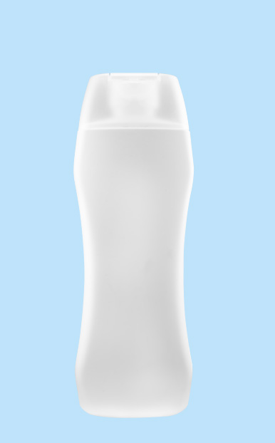 Envase PEAD 400 ml Silueta Shampoo blanco y natural cuello 28 mm para cosméticos