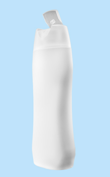 Envase PEAD 400 ml Silueta Shampoo blanco y natural cuello 28 mm para cosméticos