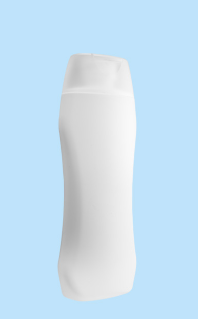Envase PEAD 400 ml Silueta Shampoo blanco y natural cuello 28 mm para cosméticos